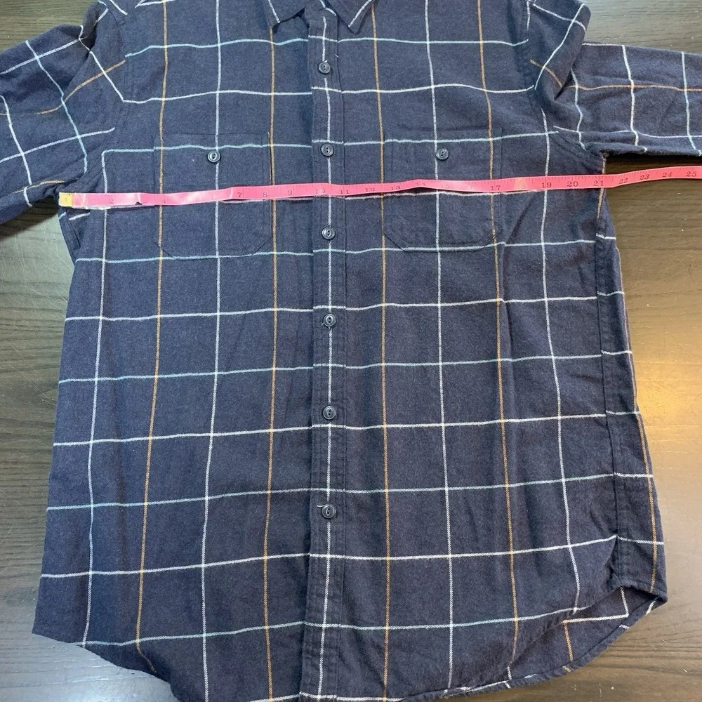 J Crew Flannel Shirt‎ Mens Large Button Blue Plaid Pocket Cabincore Cozy Preppy
